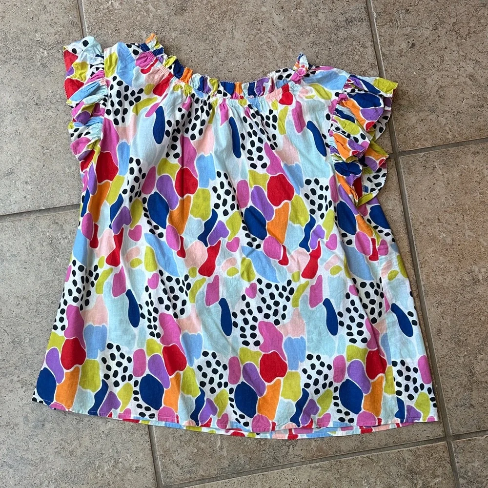 THML Multicolor Ruffle Sleeve Top - Picture 1 of 2